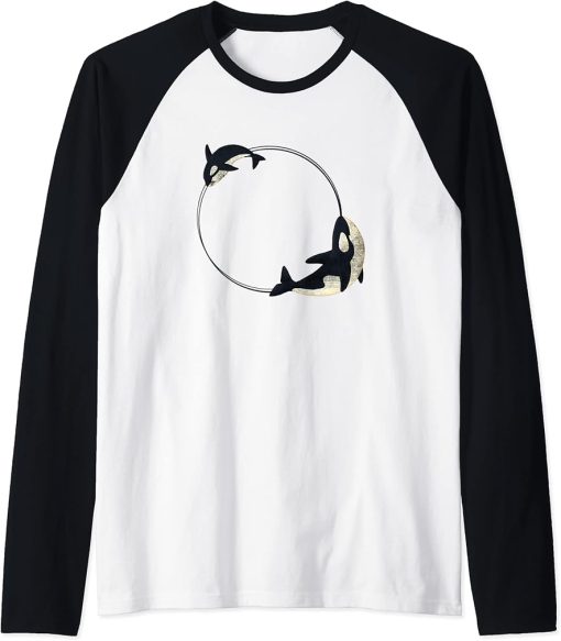 Cool Sea Animal Whale Orca Men Women Loves Orcas Raglan Baseball Tee