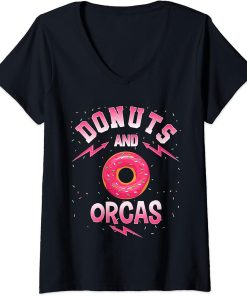 Womens Donuts And ORCAS T-Shirt Doughnut ORCA V-Neck T-Shirt