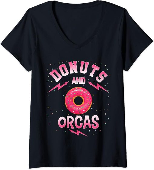 Womens Donuts And ORCAS T-Shirt Doughnut ORCA V-Neck T-Shirt