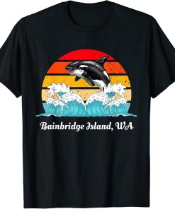 Vintage Bainbridge Island Distressed Orca Killer Whale Art T-Shirt